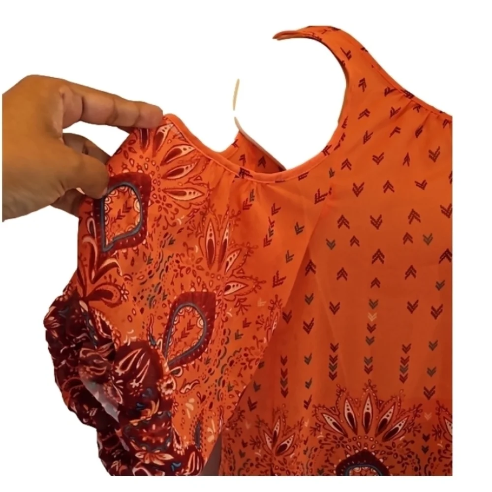 Arizona The Original Jean Company. Cold Shoulder Boho Top Size S orange  floral - Picture 5 of 16